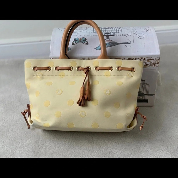 DOONEY & BOURKE Bag Tassel Canvas Satchel shoulder bag Tote in polka dot - Picture 5 of 15